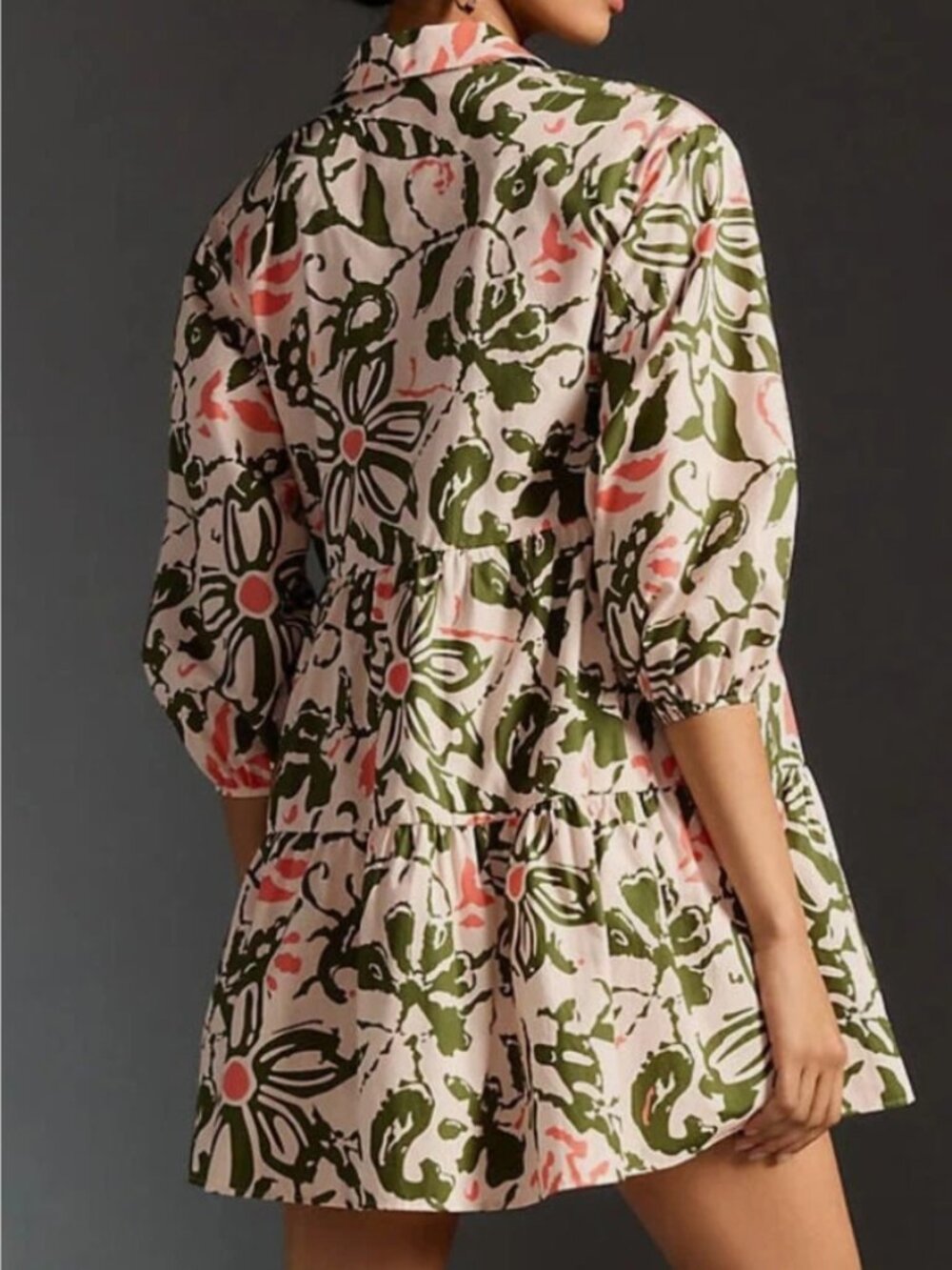 The Bettina Tiered Mini Shirt Dress by Maeve Size S - Picture 3 of 10